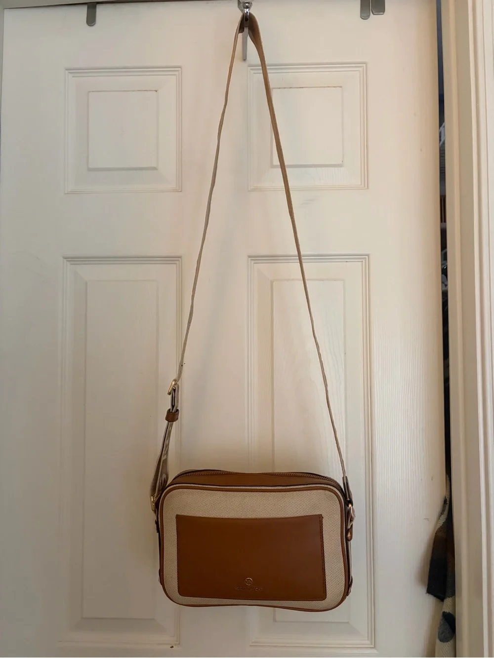Michael Kors Tan and Cream Crossbody Messenger Bag